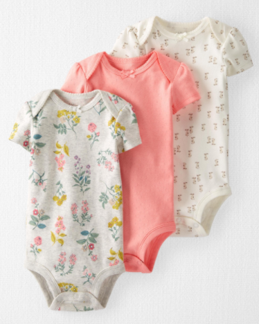 Affordable organic baby clothes brands in the U.S-Bundle of 3 organic bodysuits from Little Planet by Carter's.
