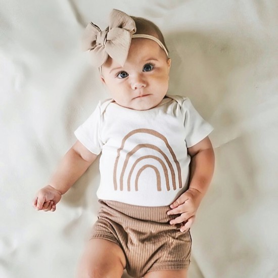Organic baby clothes made in the U.S.A-Baby in Tenth and Pine gender neutral outfit.