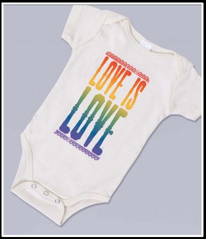 Where are Soul FLower baby clothes made?-Love is Love organic Soul Flower onesie.