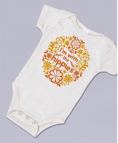 What are Soul Flower Boho onesies?-Soul Flower onesie 'I'm with the Hippies'.