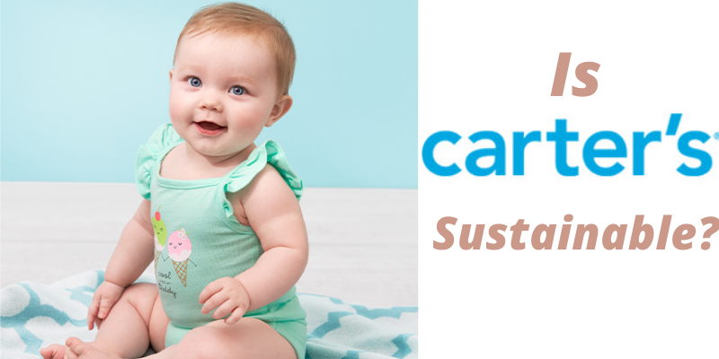 Is Carter's sustainable?-Image of sitting baby in green bodysuit Post title included.