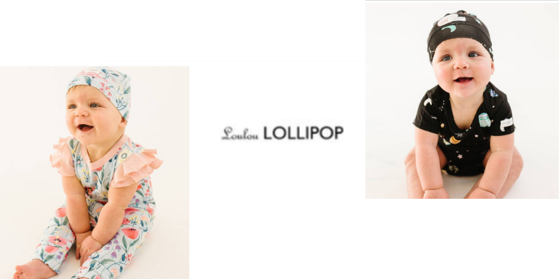 Is Loulou lollipop non toxic?-Image of Lou Lou lollipop logo and two babies wearing Lou Lou lollipop outfits.